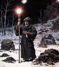 a man is holding up a light bulb