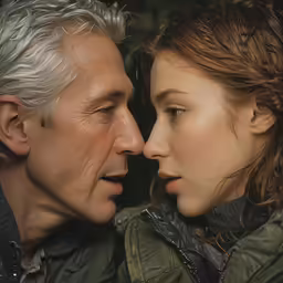 the actors look at each other in an embrace