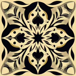 a very fancy looking ornamental square design with lots of hearts,a black and white square with an ornate pattern