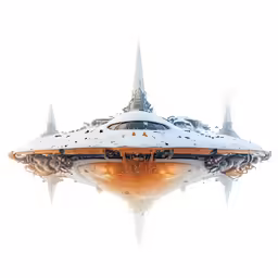 an abstract spaceship like object on a white background