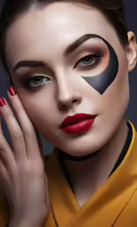 a model with a black and gold design