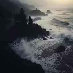 an ocean that has waves crashing on it