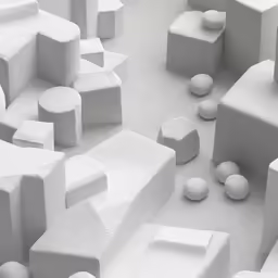 a group of white objects standing around each other