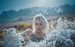 woman sitting down looking at the camera on a sunny day