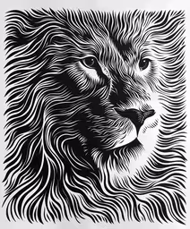 an intricately detailed drawing of a lion