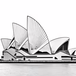 an artistic black and white photograph of the sydney opera house