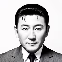 a man in a suit and tie on white background