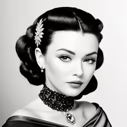 black and white photograph of woman in satin dress