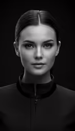 a woman is shown in the image with black and white photography