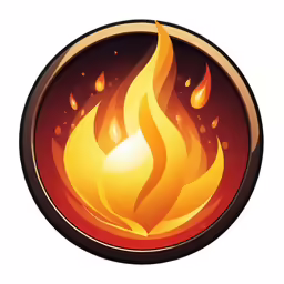a fire in a red and yellow circle