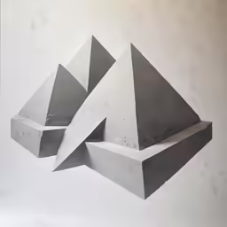 a drawing with geometric shapes in grey and white