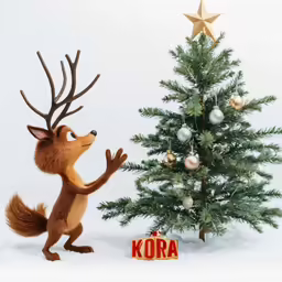 a cartoon mouse is decorating a christmas tree
