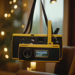 a camera is attached to a hanging light