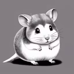 an rat sits up against a grey background