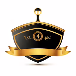 an emblem with gold on a black background