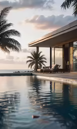 a very big pretty looking swimming pool near a beach