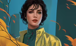 the video game character has her hand on her shoulder