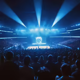 a crowd of people at a basketball game