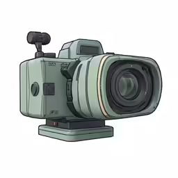 an old camera with a large lens