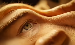 a woman has brown eyes and is looking into the camera