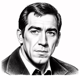 a close up of a drawing of a man wearing a suit