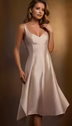 the elegantly - dressed woman is posing in her white dress