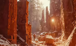the video game halo of a forest and some ruins