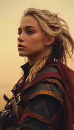 a person with a long hair and a sword
