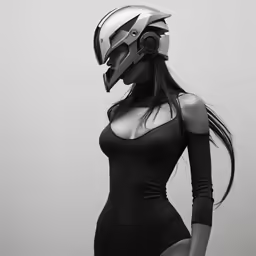 a women wearing a bodysuit and helmet