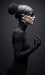a person wearing a helmet and a full body outfit