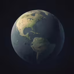 a 3d earth globe against a black background