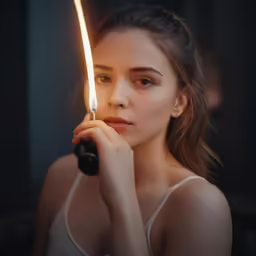 a woman lighting a candle with her right hand