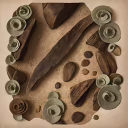 a wooden board topped with different types of wood