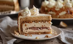 a couple of slices of cake with frosting on top