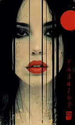 woman with red lipstick with lines over it