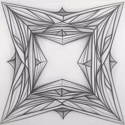 a black and white drawing of a rectangle shape,abstract lines form the shape of a square