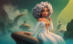 an animated image of a woman dressed like disney princess