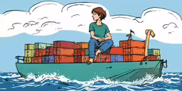the boat is loaded with lots of containers