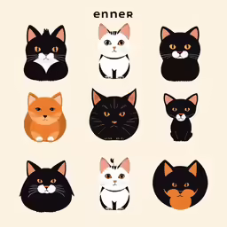 different cats sitting and sitting down together