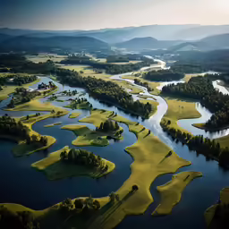 this is a photo of a golf course from the air