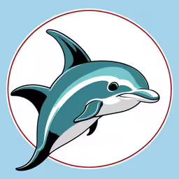 an image of a dolphin with a circle on the side,a dolphin with its head turned in front