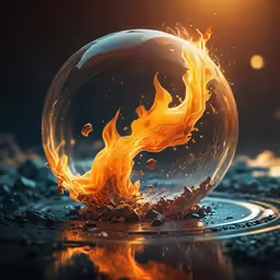 a glass bowl that has a fire inside it