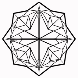 a drawing of an origami pattern,an origami pattern is shown in the middle of the picture