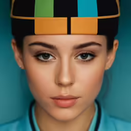 a person wearing a blue shirt and a hat