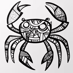 a drawing of a crab with decorative details