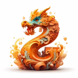the number five with a dragon shaped decoration on top
