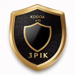 the kodoa shield with gold accents on black background