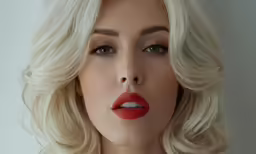 a mannequin with a red lipstick and choker