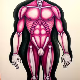 this drawing shows muscles, which are different types,this drawing shows muscles in order to look like a human figure