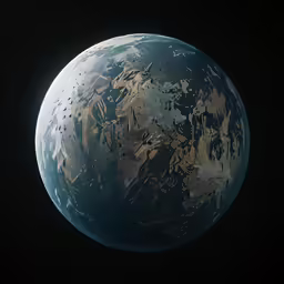 a planet in the dark has some paint on it